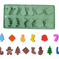 Light green silicone Christmas mold with snowman and tree shapes for festive baking - YH109 Christmas Theme Mold / Light Green