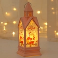 Pink church-shaped Christmas lantern with Santa Claus print and warm LED light effect - Pink Santa Claus