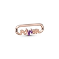 Rose gold ME series connector charm with purple POWER enamel engraving for DIY bracelets - LJQ33-Power Alphabet Charm-Rose Gold Purple