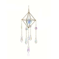 Cosmic galaxy crystal suncatcher with gold metal frame and colorful crystal prisms - Style 2 - Geometric Teardrop
