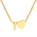 18K gold-plated necklace featuring a capital Y letter and a polished heart pendant - Gold - Letter Y