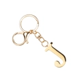 Polished golden stainless steel letter J keychain with lobster clasp and ring detail - Letter J