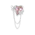 S925 sterling silver heart charm with purple gemstone, butterfly accents and tassels - BSC986-Purple Heart Butterfly Pendant
