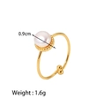 Dettaglio anello regolabile in acciaio con perla d'acqua dolce 0,9cm, peso 1,6g - Anello Aperto con Perla Singola Grande (JDR201949)