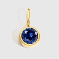 Gold plated stainless steel pendant with blue gemstone inlay for jewelry making - Gold - September Royal Blue