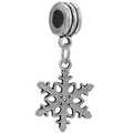 Zilveren sneeuwvlok hanger van legering voor DIY-armbanden met grote gaten - Sneeuwvlok DIY-accessoires