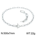 Hip hop silver stainless steel necklace with OT buckle and twisted curb link chain detail - Silver Necklace (50cm)