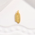 Ciondolo ovale in argento S925 dorato con incisione Lucky e una texture con finitura opaca - Ciondolo LUCKY Oro (5*12.5mm)