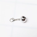 Polished silver metal bell pendant with lobster clasp for pet collars and DIY crafts - Bright Silver
