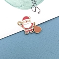 Santa Claus alloy pendant with red enamel finish and gold edges for DIY jewelry making - Santa Claus with Bag