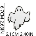 Detailed view showing dimensions of white ghost embroidery patch for Halloween decor - Simple Ghost (6)