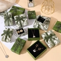 Chic emerald green jewelry gift boxes with silk ribbon bows for rings and necklaces - With Bow / 7*7*3cm / Enamel White