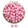 DIY colorful round acrylic beads in pearlescent pink for handmade jewelry projects - 12mm-30pcs/pack / Deep Pink