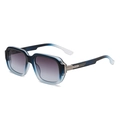 Classic square pilot sunglasses with blue gradient frames and metallic hinge accents - Gradient Blue Frame Grey Lens