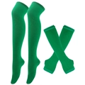 Grass green Halloween cosplay set with over-the-knee socks and fingerless arm sleeves - One Size / Green