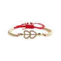 Adjustable red woven cord bracelet with gold beads and heart arrow zircon charm - Gold Heart Arrow with Red Rope
