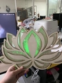 Mandala lotus wood night light with green LED backlight and intricate hollow carving - Lotus 3D (37.5*24cm)