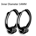 Hip Hop schwarze Edelstahl Creolen für Herren mit 14mm Innendurchmesser und drei kleinen Ringen - 14mm / Schwarz