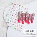 Detail of floral and cartoon nail stickers with pink gradient press-on nails - MO-285/Cute Bunny & Bow