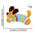 Detailed view of yellow puppy embroidery patch with size markers 4.7cm x 6.9cm - Puppy Patch 8#