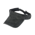 Dettaglio della visiera parasole in denim nero lavato con cinturino regolabile e cuciture - 58cm (Regolabile) / Nero