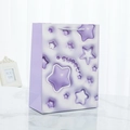 Lila Geschenktüte mit Sternenmuster, weißen Griffen und süßer Textverzierung - Lila Aufgeblasener Stil (4) / Klein (1 Stück)