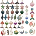 Colorful enamel ocean animal pendants including starfish and shells for DIY jewelry - 51Pcs Multi-style Enamel Ocean Set