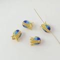 Blue and gold cloisonne tulip bead spacers for DIY handmade jewelry and beaded bracelets - 15# Hollow Flower Bud 13X9mm / 1 Piece