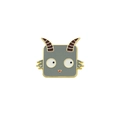 Cartoon grey devil enamel pin with gold plating and cute square animal design - Grey Demon Style (CZ1910-10)