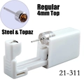 Einweg-Ohrlochpistole mit 4mm Edelstahl-Ohrstecker und Topas-Stein, Modell 21-311 - 4mm Stahl & Topas