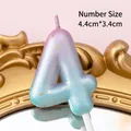 Pink and blue gradient number 4 birthday candle with gold glitter and crown detail - Number Candle Pink-Lake Blue Gradient-4