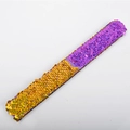 Sequin slap bracelet for kids featuring reversible gold and purple flip sequins - Holographic Purple-Gold