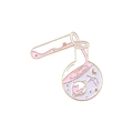 Golden enamel science pin featuring a test tube and flask with galaxy and Saturn motifs - Space Lab Pink Purple Flask