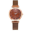 Orologio al quarzo da donna in oro rosa con quadrante a fiori marrone e cinturino magnetico - Orologio Singolo Marrone