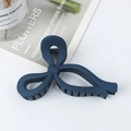Navy blue large matte bow hair claw clip for thick hair in a minimalist Hepburn style - Navy Blue
