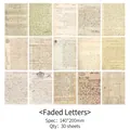Vintage style faded letter stationery papers for scrapbooking, 140x200mm, set of 30 sheets - Faded Letters