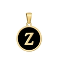 Classic 18k gold plated titanium steel necklace with black enamel letter Z pendant - Letter Z