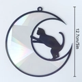 Holographic sun catcher moon and cat silhouette showing 12.7cm size dimension - TYSC006: Optical Rainbow Prism Cat on Moon A