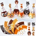 Kit chapeaux fête animaux forêt avec motifs hibou, renard et cerf pour anniversaire - Chapeaux de Fête Animaux Type B