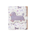 Cartera de cuero PU crema con estampados de cachorros y parche de perro decorativo - Cachorro con Cinta (Púrpura)