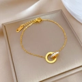 Detailed macro of rose gold titanium steel bracelet with roman numerals and zircons - Gold (M109 Gold)