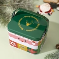 Dunkelgrüne Weihnachts-Metalldose mit goldenem Rentier und Weihnachtsmann-Motiv - Weihnachtsgriff Zinn Stil F (Grünes Rentier)