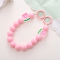 Pink acrylic beaded chain with frosted texture beads and tulip charms for phone or bags - Pink Tulip Style (K946)