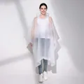Reusable thick white semi-transparent EVA hooded raincoat for outdoor travel and hiking - One Size / White Poncho (Adult)