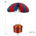 Paracadute di Natale da 65 cm in carta a nido d'ape rosso blu con ciondolo regalo - Decorazione Paracadute-Scatola Regalo