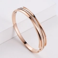 Elegant rose gold titanium steel layered bracelet with sparkling zircon accents - Rose Gold