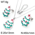 Parure bijoux sapin de Noël avec collier et boucles d'oreilles en émail rouge et vert - Couleur Acier (KS224048-GC)