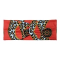 Elastic yoga headband with red fabric, gold chain, leopard print and medallion patterns - Red Leopard Chain