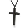 Minimalistische zwarte roestvrijstalen kruishanger ketting met een zwarte touwketting heren - Zwart Kruis Hanger (KP93907-KFC)