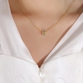Chic gold chain necklace featuring a light blue geometric crystal pendant for women - Aquamarine Zirconia (P267-Gold March Aquamarine Zircon Necklace-40+5cm)